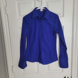 MOJO Vintage Royal Blue Button Down Women's Shirt SIZE S